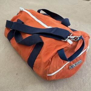 Vintage Hudson Sutler Canvas Large Orange Blue Lined Duffle Bag